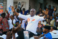FILE PHOTO: Congolese joint opposition Presidential candidate Martin Fayulu waves to supporters as he campaigns in Goma, North Kivu Province of the Democratic Republic of Congo, December 6, 2018. REUTERS/Samuel Mambo/File Photo