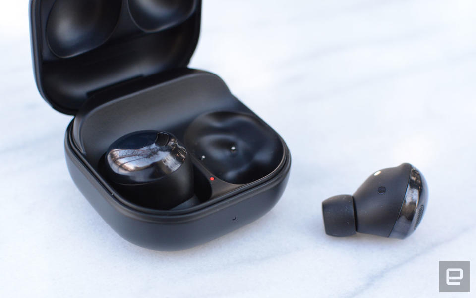 The Galaxy Buds Pro are Samsung’s most complete set of true wireless earbuds yet. Unfortunately, they’re also the most expensive. The sound quality is the best of any Galaxy Buds device thus far and truly effective ANC works well. Features like hands-free Bixby, automatically switching to ambient sound when you speak and wireless charging round out a compelling package.