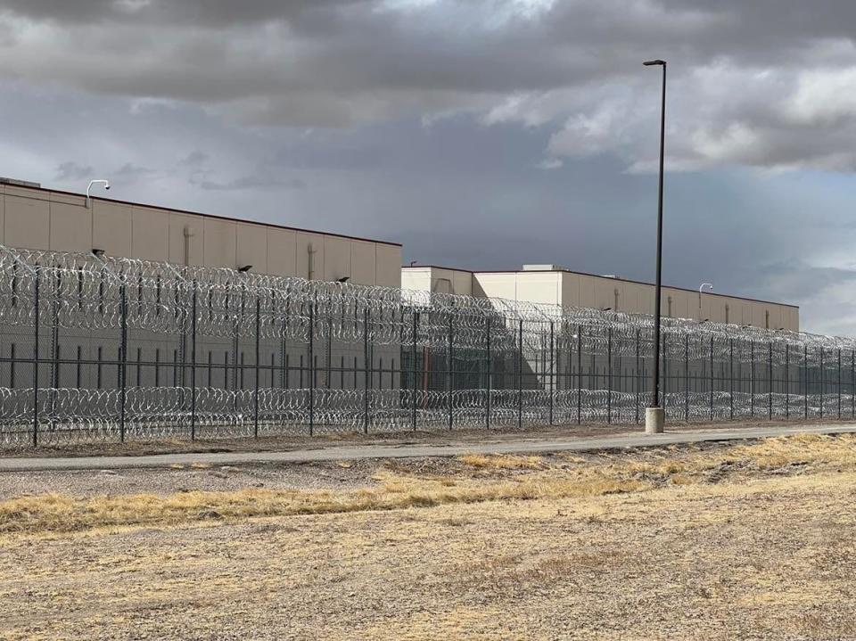 The Torrance County Detention Facility in Estancia, N.M. is seen on Monday, March 21, 2022. The facility has been managed by CoreCivic, a private company, since 2019.