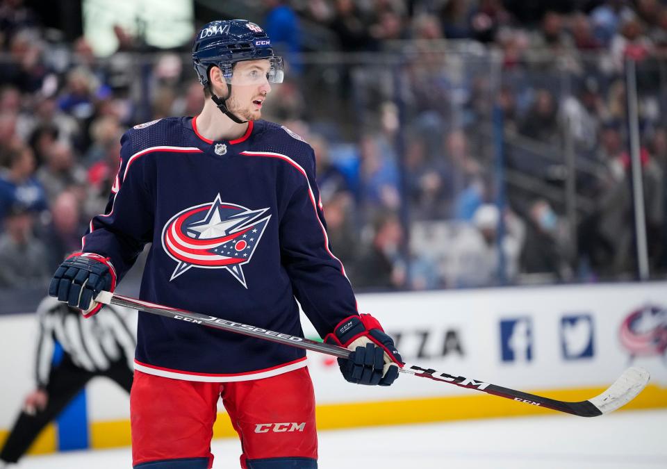 In six seasons with the Blue Jackets, Dean Kukan played 153 games and had 30 points.