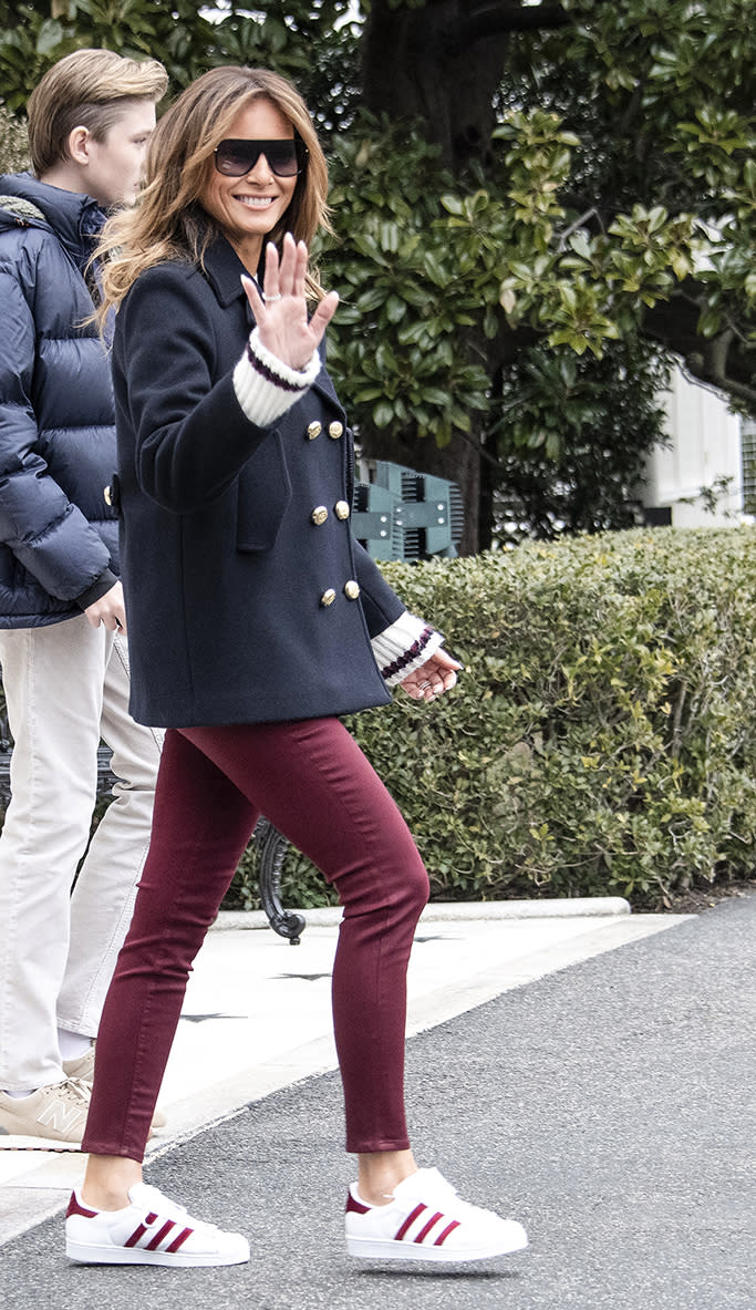 First lady Melania Trump and Barron Trump join United States President Donald J. Trump as he departs the White House in Washington, DC on Friday, March 8, 2019. The President will travel to Alabama to see the damage from the tornados earlier in the week before continuing to Florida to spend the weekend at his Mar-a-Lago resort.Pictured: Melania TrumpRef: SPL5071008 080319 NON-EXCLUSIVEPicture by: SplashNews.comSplash News and PicturesLos Angeles: 310-821-2666New York: 212-619-2666London: 0207 644 7656Milan: 02 4399 8577photodesk@splashnews.comWorld Rights, No Germany Rights, No Netherlands Rights