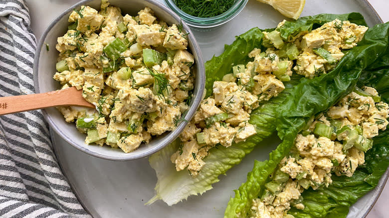 egg salad in lettuce