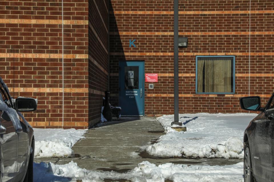 The entrance to the electronic monitoring unit at the William Dickerson detention facility on Feb. 5 in Detroit.