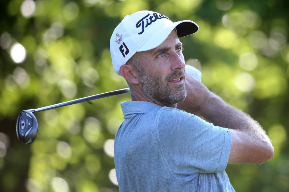 Geoff Ogilvy tees off on the 13th hole during the third round of the Quicken Loans National at TPC Potomac at Avenel Farm. (Photo: Peter Casey-USA TODAY Sports)