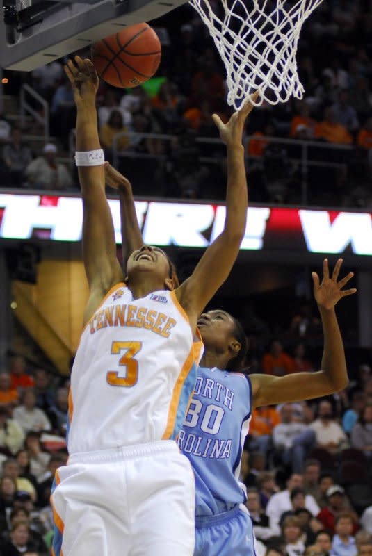 Candace Parker won back-to-back NCAA titles in 2007 and 2008 and was named the NCAA Tournament's Most Outstanding both years during her playing career at the University of Tennessee. File Photo by Stephanie Krell/UPI