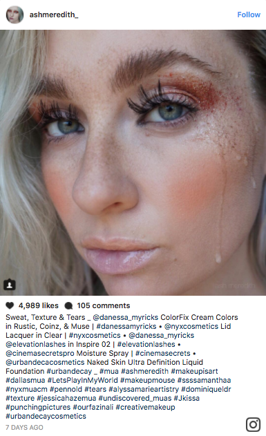 Makeup artists on Instagram have been creating realistic-looking tear makeup with clear gloss and face paint.