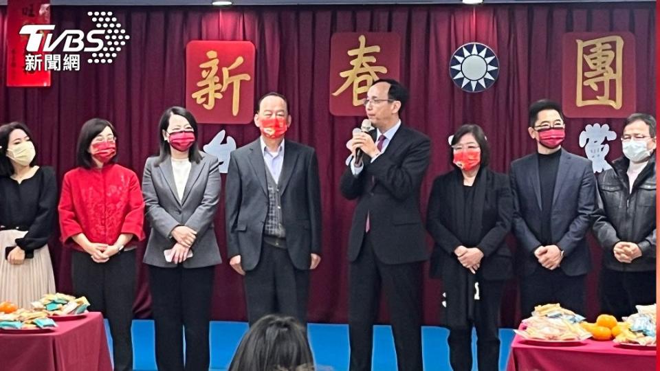 國民黨主席朱立倫出席新春團拜活動。（圖／黃韋銓攝）