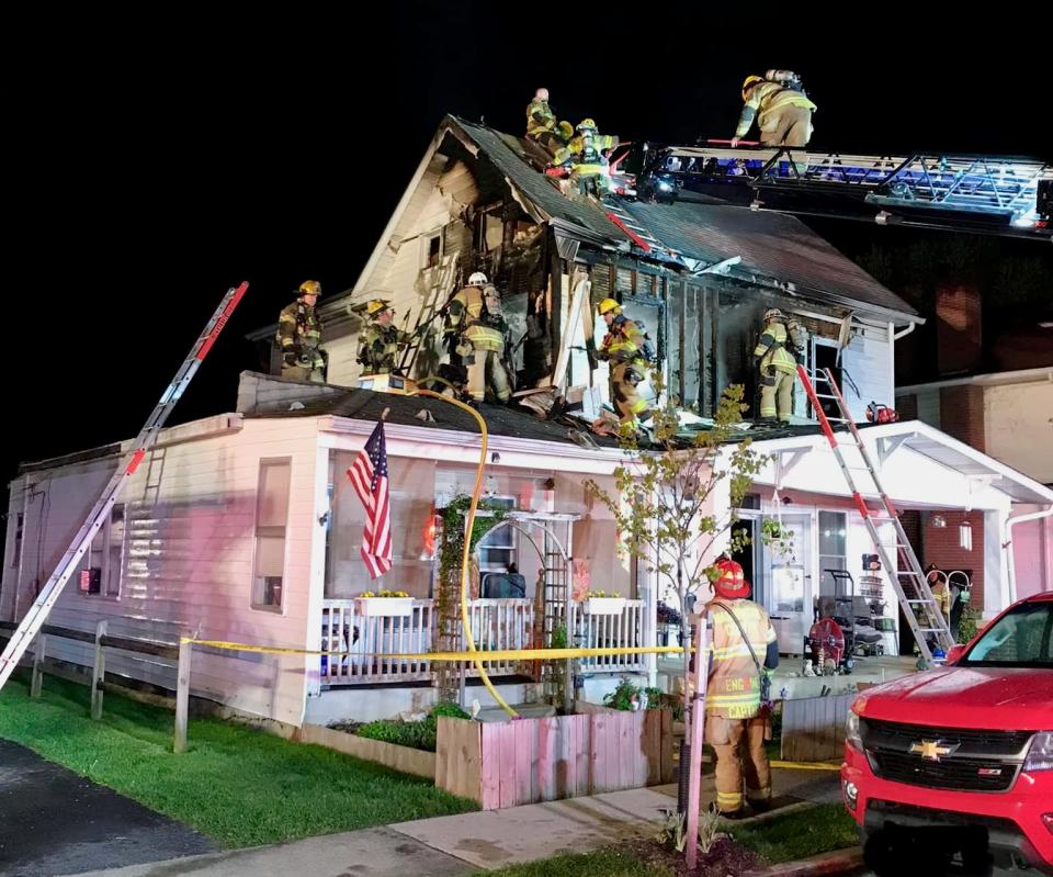 About 40 firefighters responded the night of April 22, 2024, to an apartment house fire on Chestnut Street in which two occupants were injured, Hagerstown Fire Department officials said.