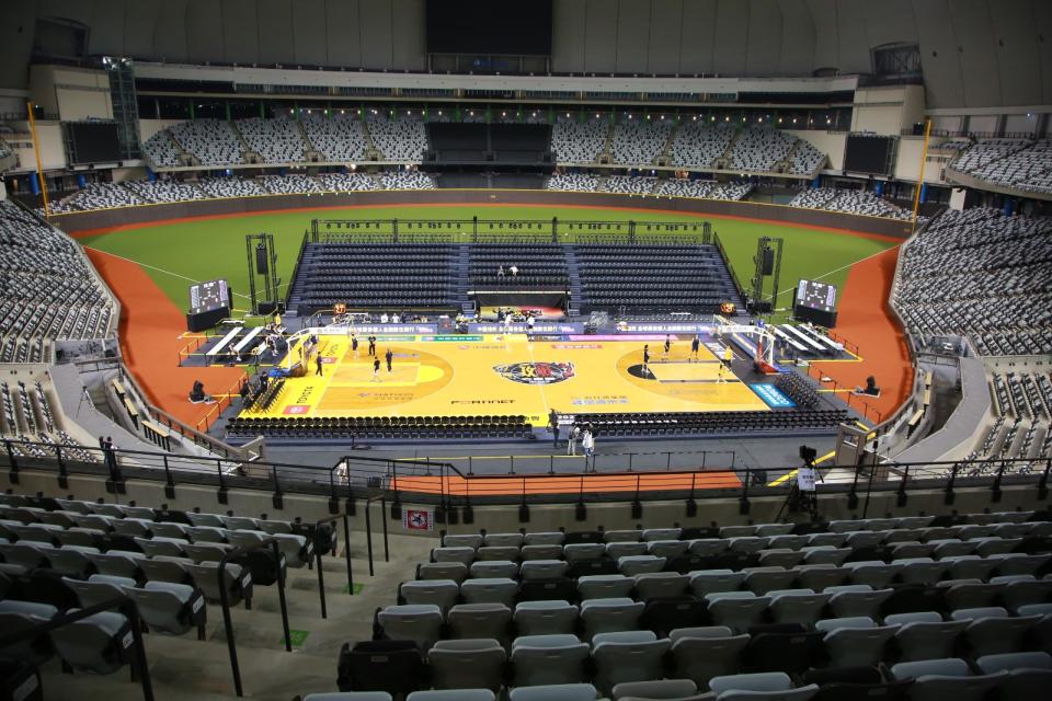 台北大巨蛋史上首場籃球賽賽前媒體日。林建嘉攝