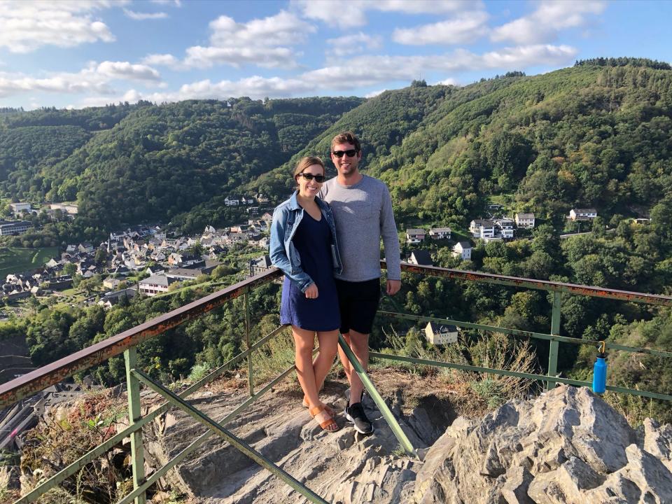 Katie McKalip and Joe Bibelhausen, shown here during a pre-pandemic trip to Germany, are planning their Oregon wedding. Among their top concerns: making sure their guests feel safe when it comes to COVID-19.