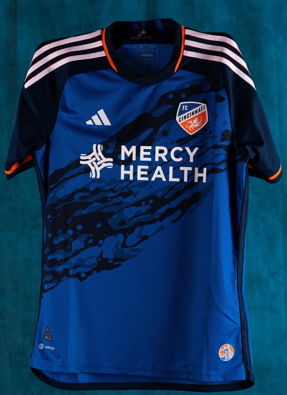 The "River Kit" was introduced Feb. 15, 2022 as FC Cincinnati's newest primary shirt for the 2023 and 2024 seasons.