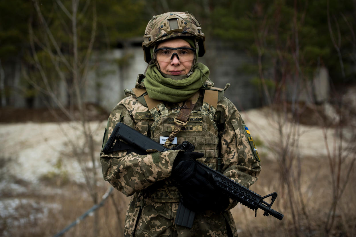 Marta Yuzkiv trains with the Kyiv Territorial Defense Unit 