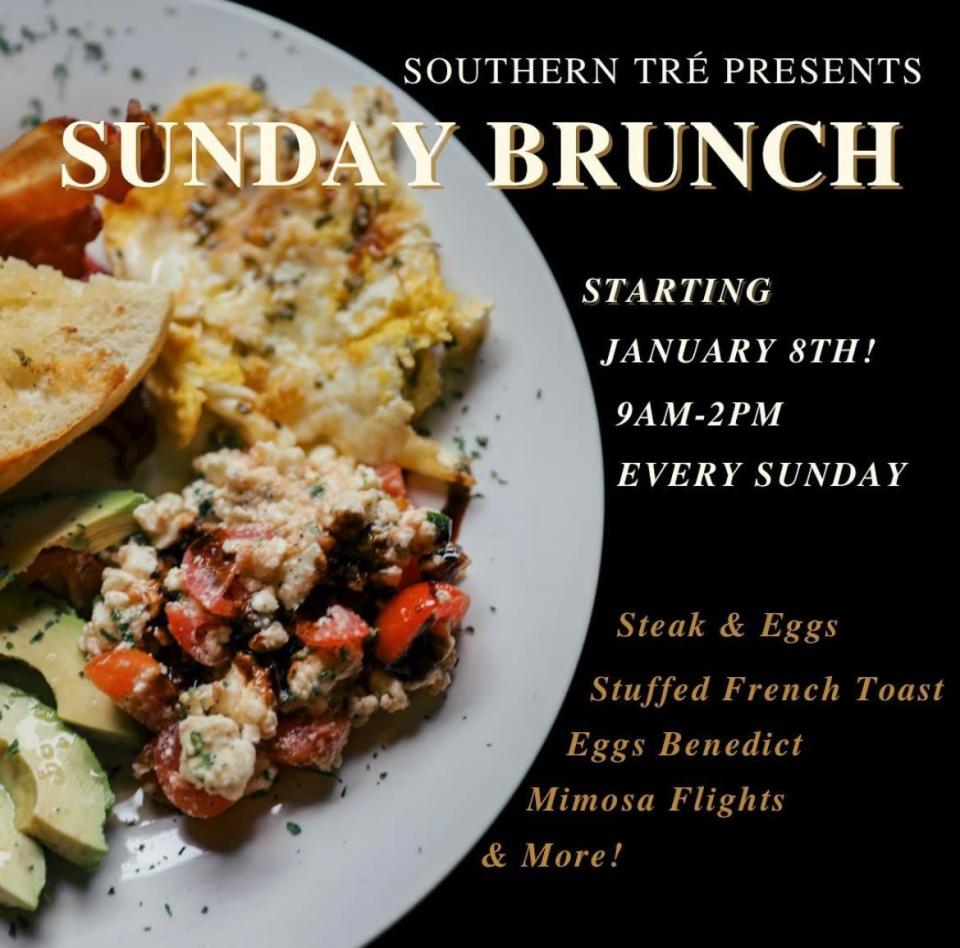 Southern Tre will host Sunday brunch this weekend from 9 a.m. to 2 p.m., offering steak and eggs, stuffed French toast, as well as mimosa flights and more tasty dishes.