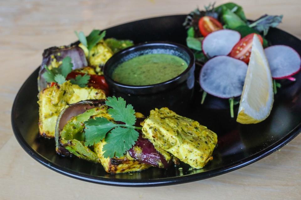 Tandoor Paner Tikka, $11.99, on Thursday, Dec. 2, 2021, at Aroma Indiana Restaurant located at 501 Virginia Ave. in Indianapolis. 