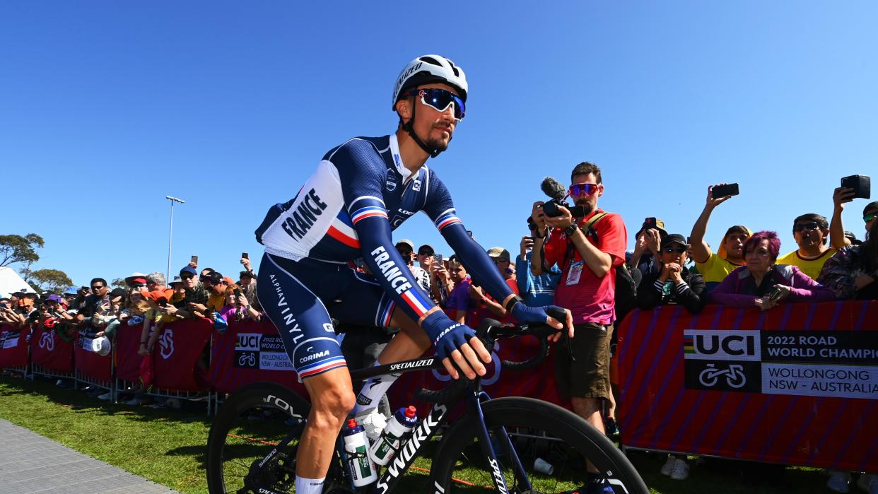  Julian Alaphilippe of France prior to the 95th UCI Road World Championships last year 