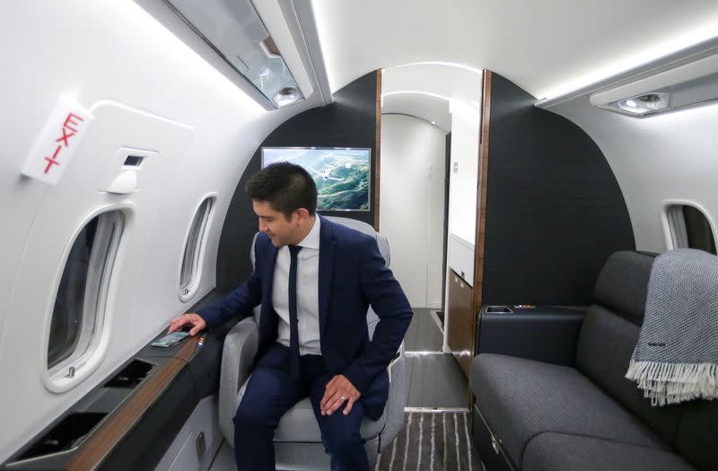 Bombardier unveils a mockup of its new Challenger 3500 business jet in Montreal