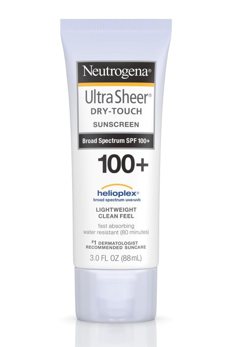 15) Neutrogena Ultra Sheer Dry-Touch Sunscreen SPF 100+