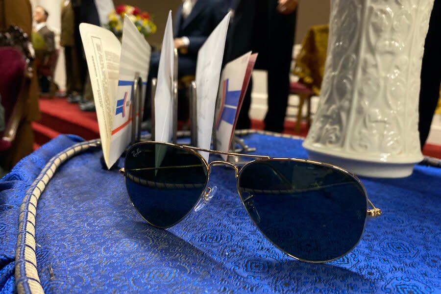 Joe Biden's sunglasses at the Hall of Presidents