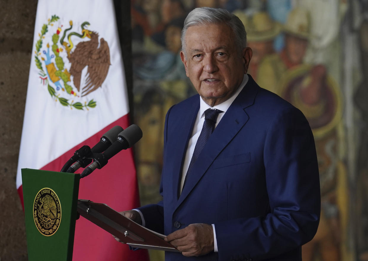 AMLO en Palacio Nacional. (AP Photo /Marco Ugarte)