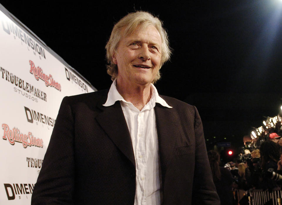 Dutch actor Rutger Hauer arrives at the premiere of "Sin City" in Los Angeles on March 28, 2005. Hauer, who specialized in menacing roles, including a memorable turn as a murderous android in "Blade Runner" died at his home in the Netherlands on July 19. He was 75. (AP Photo/Chris Pizzello)