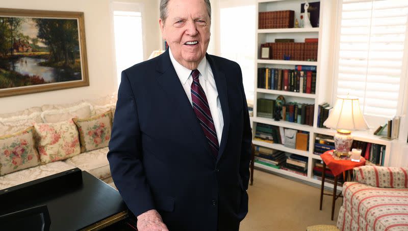 Elder Jeffrey R. Holland of The Quorum of the Twelve Apostles of The Church of Jesus Christ of Latter-day Saints poses at his home in Salt Lake City on Thursday, April 14, 2022.