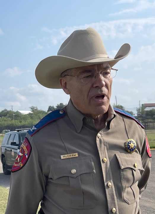 Texas DPS Director Steve McCraw wants more boots on the ground, technology and resources at the border, he said during an Oct. 24, 2023, visit to Eagle Pass, Texas. (Sandra Sanchez/Border Report)