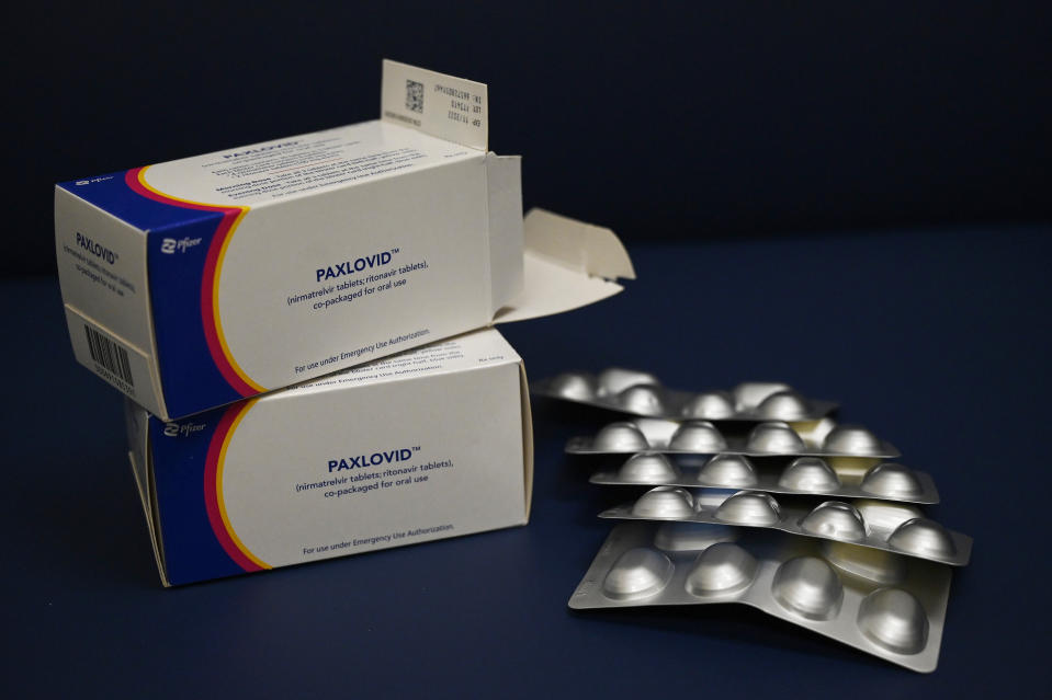 PORTLAND, ME - APRIL  1: Packages of Paxlovid at MaineHealth in Scarborough Friday, April 1, 2022. (Shawn Patrick Ouellette/Portland Press Herald via Getty Images)