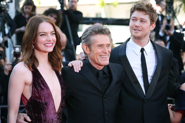 <p>Gisela Schober/Getty</p> Emma Stone, Willem Dafoe and Joe Alwyn attend the 'Kinds Of Kindness' premiere .