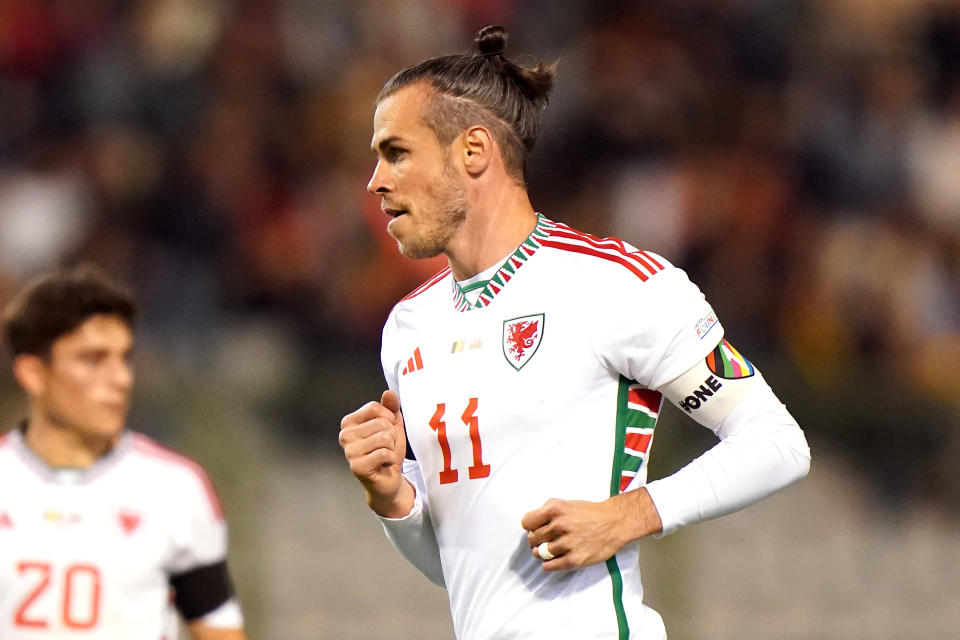 Close up of Wales' Gareth Bale with the 'One Love' captains arm band during the UEFA Nations League Group D Match at King Baudouin Stadium, Brussels. Picture date: Thursday September 22, 2022. (Photo by Tim Goode/PA Images via Getty Images)