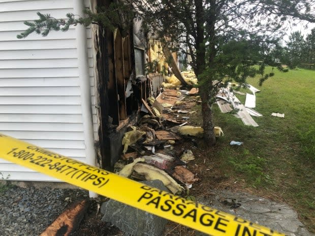 A fire that broke out overnight at St. Kateri Tekakwitha Church on Sipekne’katik First Nation damaged the Katilin Healing and Cultural Centre that is attached to the church. (Robert Short/CBC - image credit)