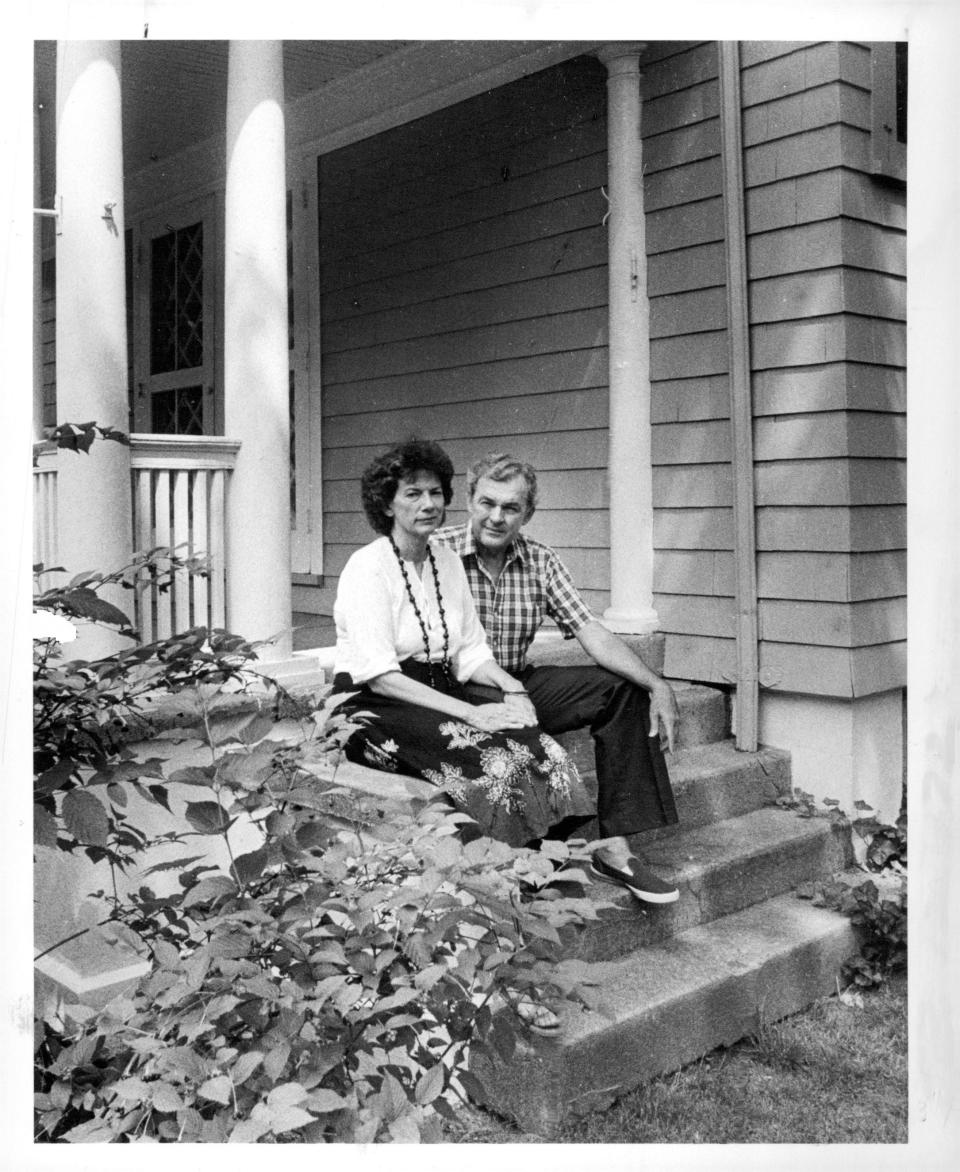 Nan and Bill Johnson on the steps of their house on Oliver Street in 1983.