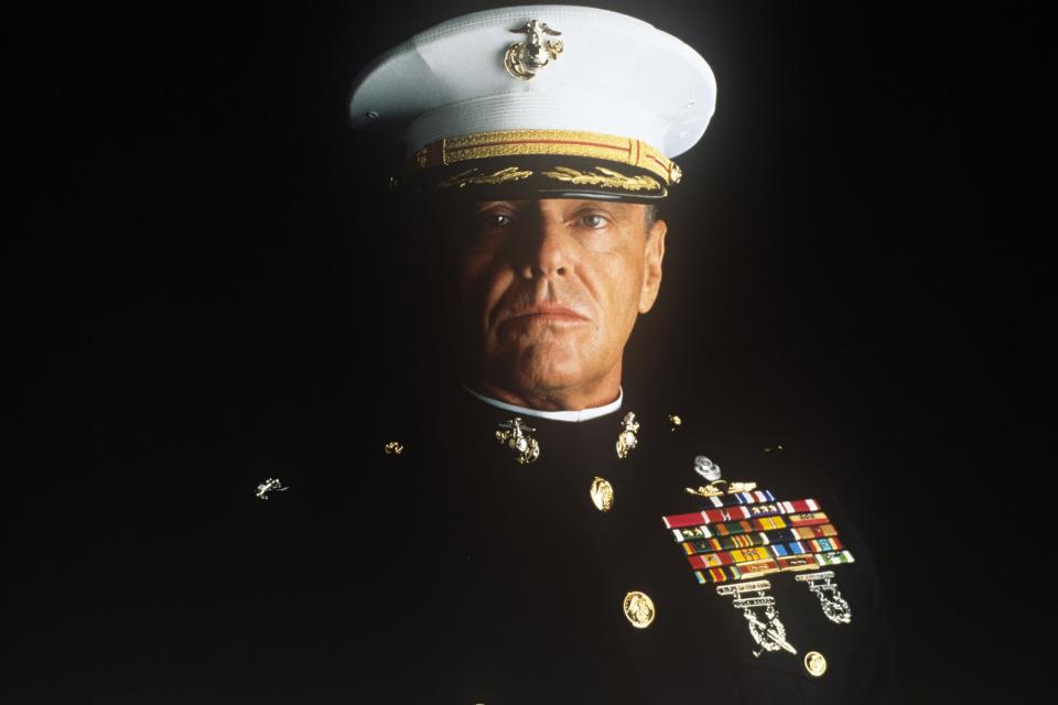 American actor Jack Nicholson playing the role of a colonel of the navy acting in the film A Few Good Men. 1992 (Photo by Mondadori via Getty Images)