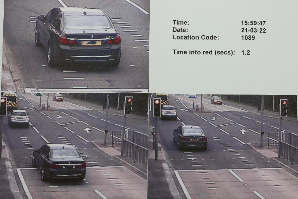 Frank passed through traffic lights at the busy junction just 1.2 seconds after they turned red. (SWNS)