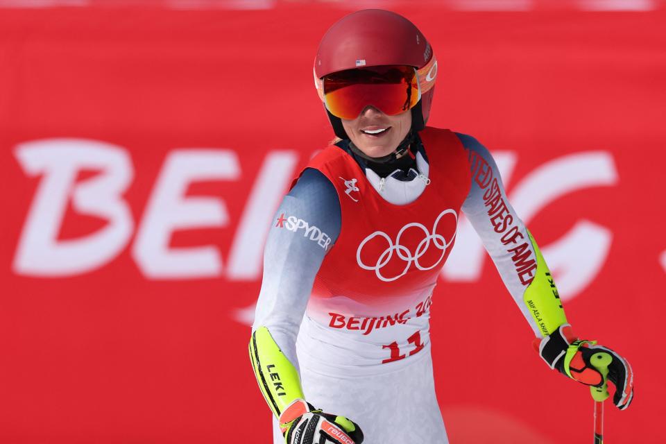 Two days after her now-infamous ski-out, Mikaela Shiffrin finished the super-G on Friday at the Olympics but failed to medal. (DIMITAR DILKOFF/AFP via Getty Images)