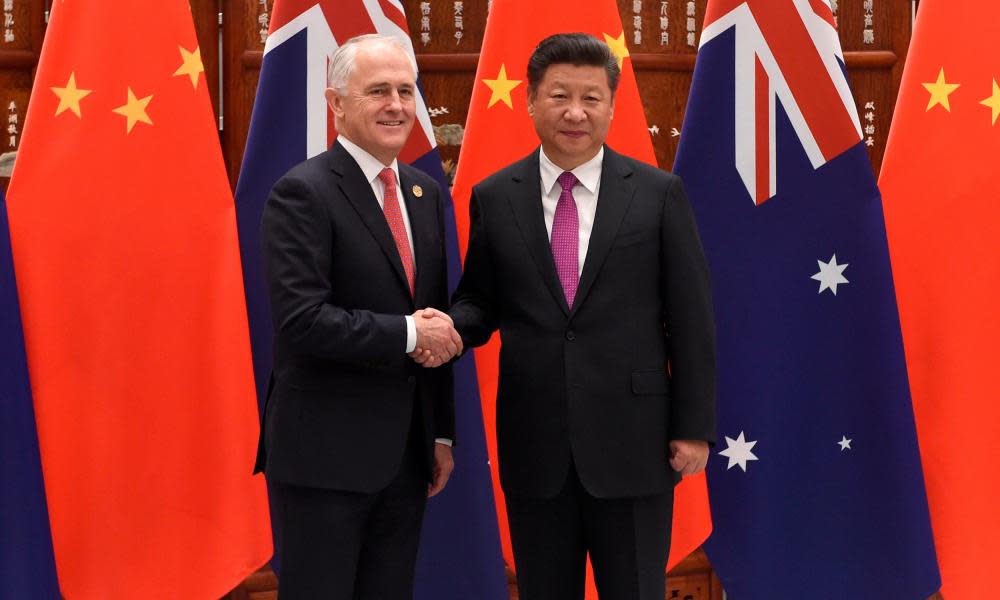 Malcolm Turnbull with Xi Jinping on a visit to China