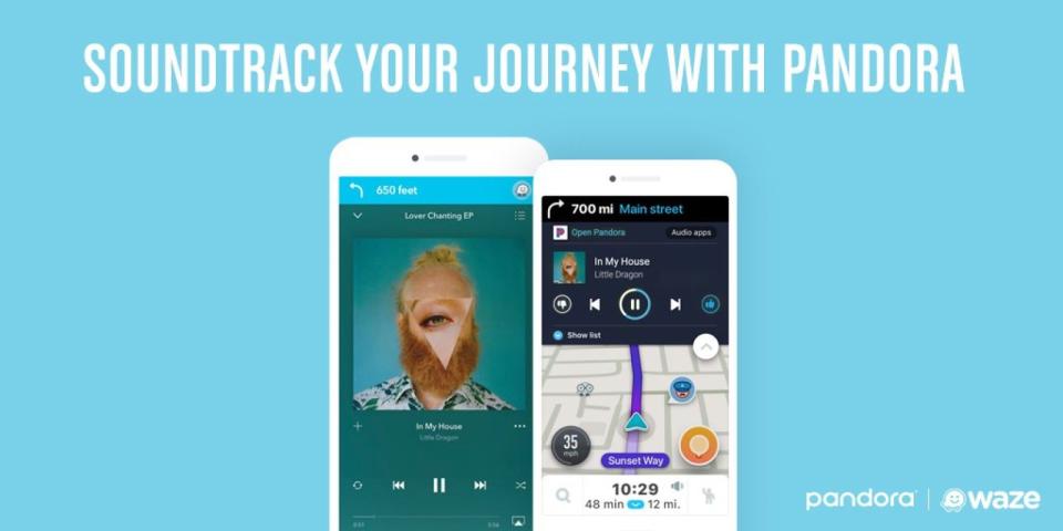 Pandora users can now access their music through Waze, meaning you won't haveto flip between the apps as you drive