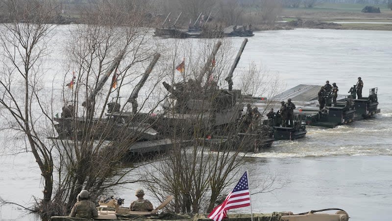 Polish and other NATO troops take part in military maneuvers Steadfast Defender 24 in Korzeniewo, in Poland Monday, March 4, 2024, as the alliance strengthens its defense capabilities on the eastern flank in the face of Russia's war on Ukraine that has entered its third year.