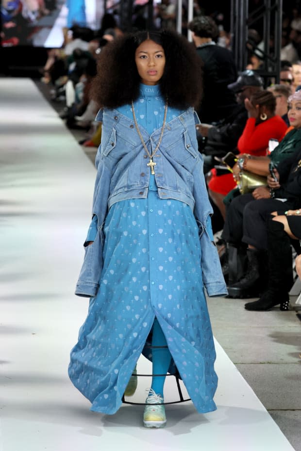 A model walks the runway during the Cotte D'Armes section of the Harlem's Fashion Row show.<p>Photo: Dia Dipasupil/Getty Images</p>