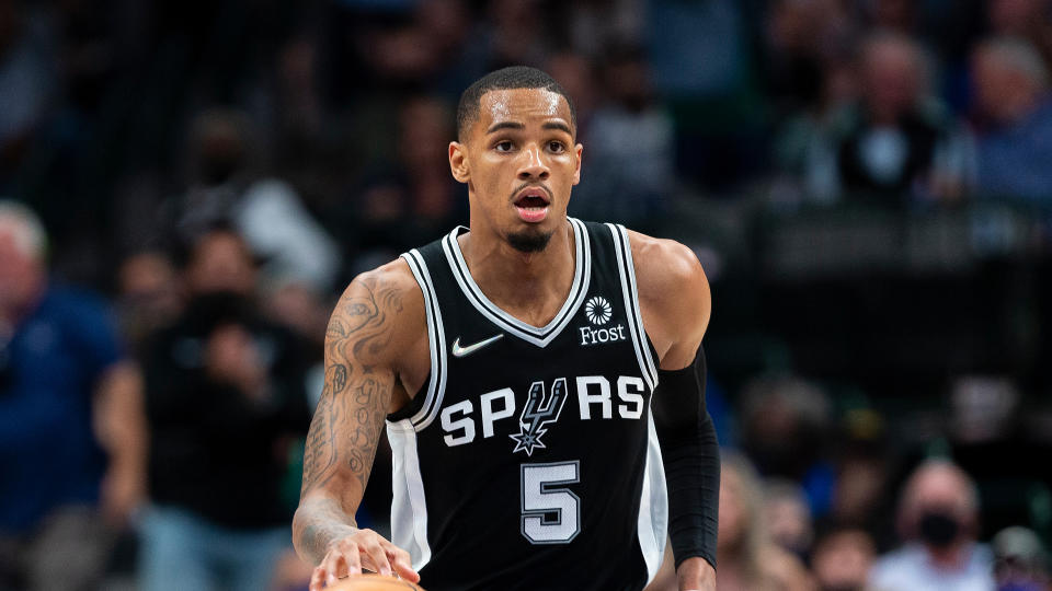 馬刺交易 Dejounte Murray 。(AP Photo/Sam Hodde)