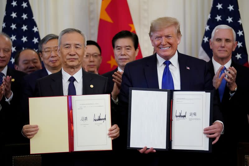 FILE PHOTO: U.S. President Trump hosts U.S.-China trade signing ceremony at the White House in Washington