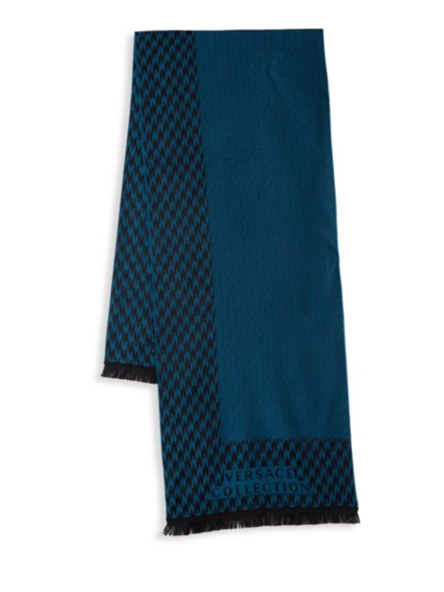 Versace Collection Houndstooth & Herringbone Wool Scarf (Photo: Saks Off 5th)