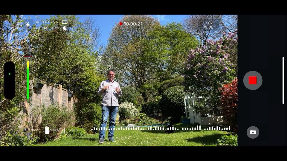 Screenshot from the Shure MoveMic showing a man in a garden