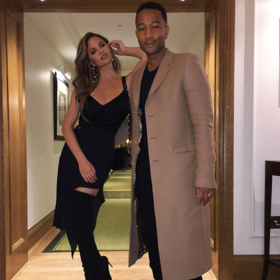 <h2>Chrissy Teigen And John Legend</h2> <p><strong>Loving proof:</strong> The couple never fails to document their romance on social media for all the world to see. And why not, when they're celebrating yet <em>another</em> wedding anniversary? (This marks the fourth.) Chrissy took to Instagram and Twitter to share this photo of John and herself—looking gorgeous as always in her <a rel="nofollow noopener" href="https://chelseaandwalker.com/" target="_blank" data-ylk="slk:Chelsea and Walker;elm:context_link;itc:0;sec:content-canvas" class="link ">Chelsea and Walker</a> skirt—along with the caption, "Do you know what today is?" To endless years of love, you two!</p> <p><strong>Here: </strong>Obviously Chrissy being Chrissy and John being John</p> <h4>@chrissyteigen</h4>