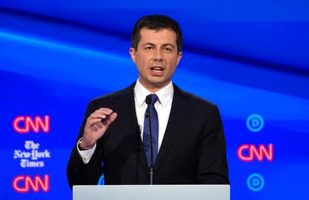 Democratic presidential candidate South Bend Mayor Pete Buttigieg speaks during the fourth U.S. Democratic presidential candidates 2020 election debate at Otterbein University in Westerville, Ohio U.S.