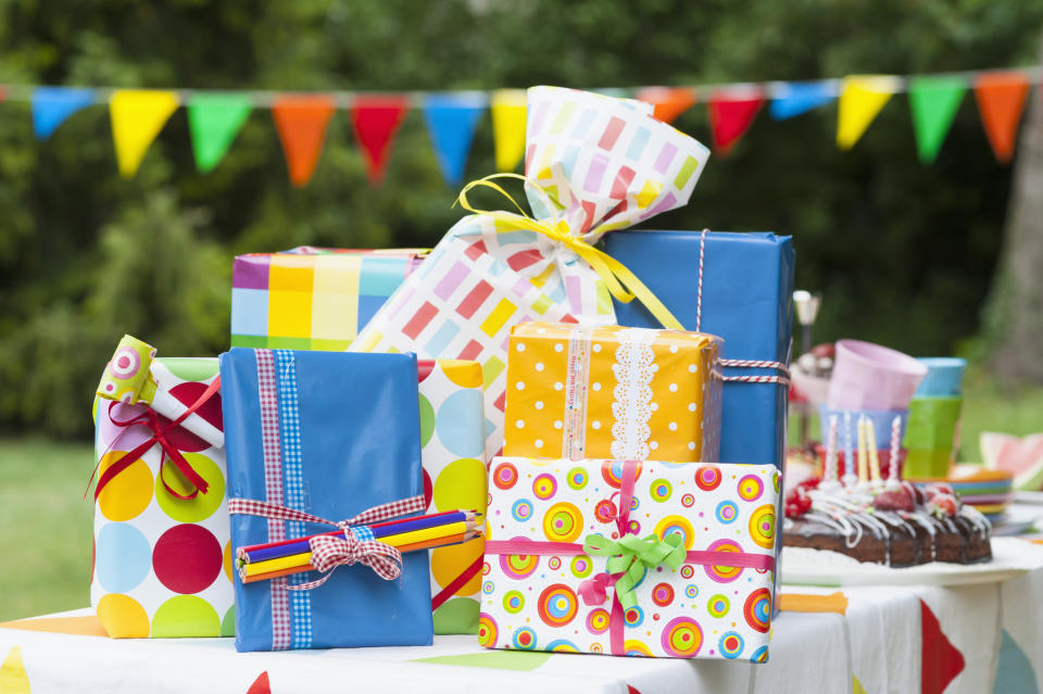 Table of gifts gift-wrapped