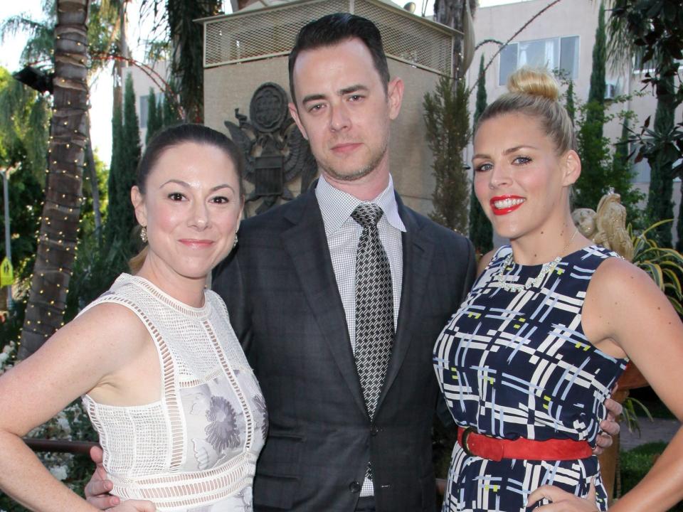 Samantha Bryant with her husband, actor Colin Hanks and actress Busy Philipps