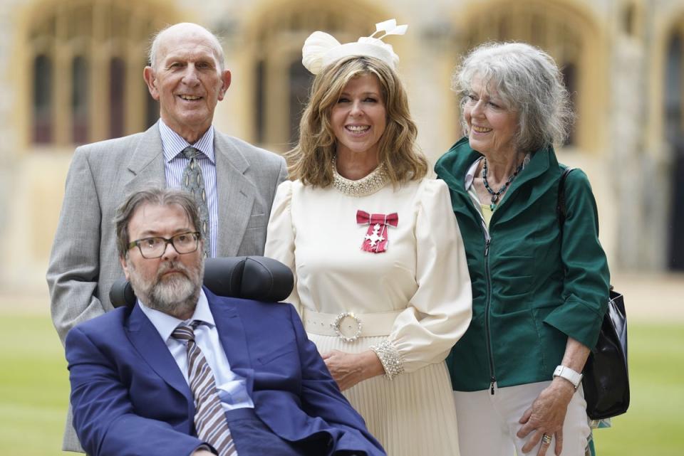 Kate Garraway, her husband Derek Draper and her parents Gordon and Marilyn Garraway photographed in June 2023 (PA)