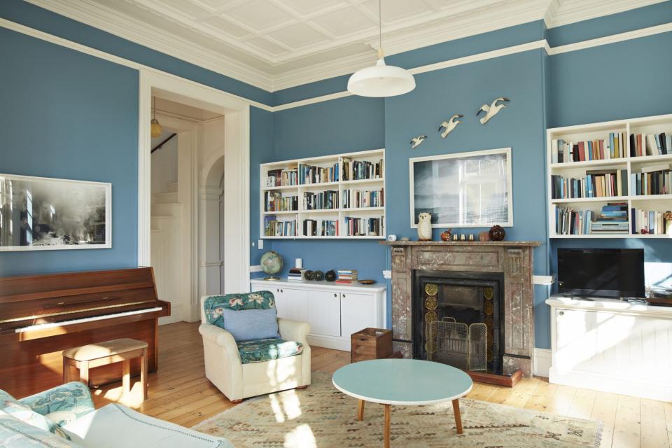 Blue living room at home