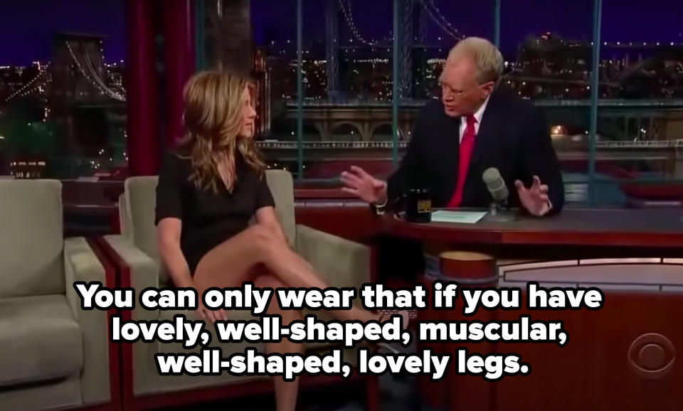 David Letterman complimenting Jennifer Aniston's legs