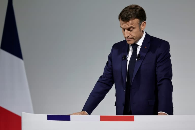 El presidente de Francia, Emmanuel Macron, comparece ante la prensa el 12 de junio de 2024 en el Pabellón Cambon Capucines, en París (Stéphane de Sakutin)